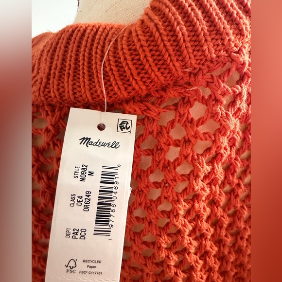 NWT Madewell Vibrant Orange Knit Top - Picture 4 of 5